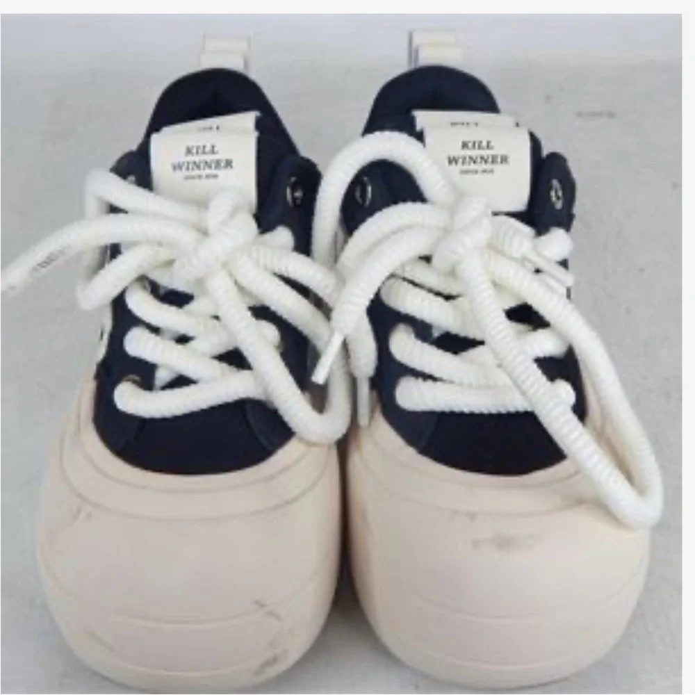 Killwinner Womens Smile Life Series Platform Sneakers Black White Size 6.5